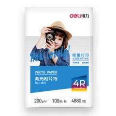 得力 11821 高光 相片纸 6英寸 200g 100张装 102mm&times;152mm