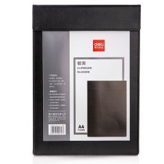 得力64506竖式 皮质磁性板夹 A4 黑色